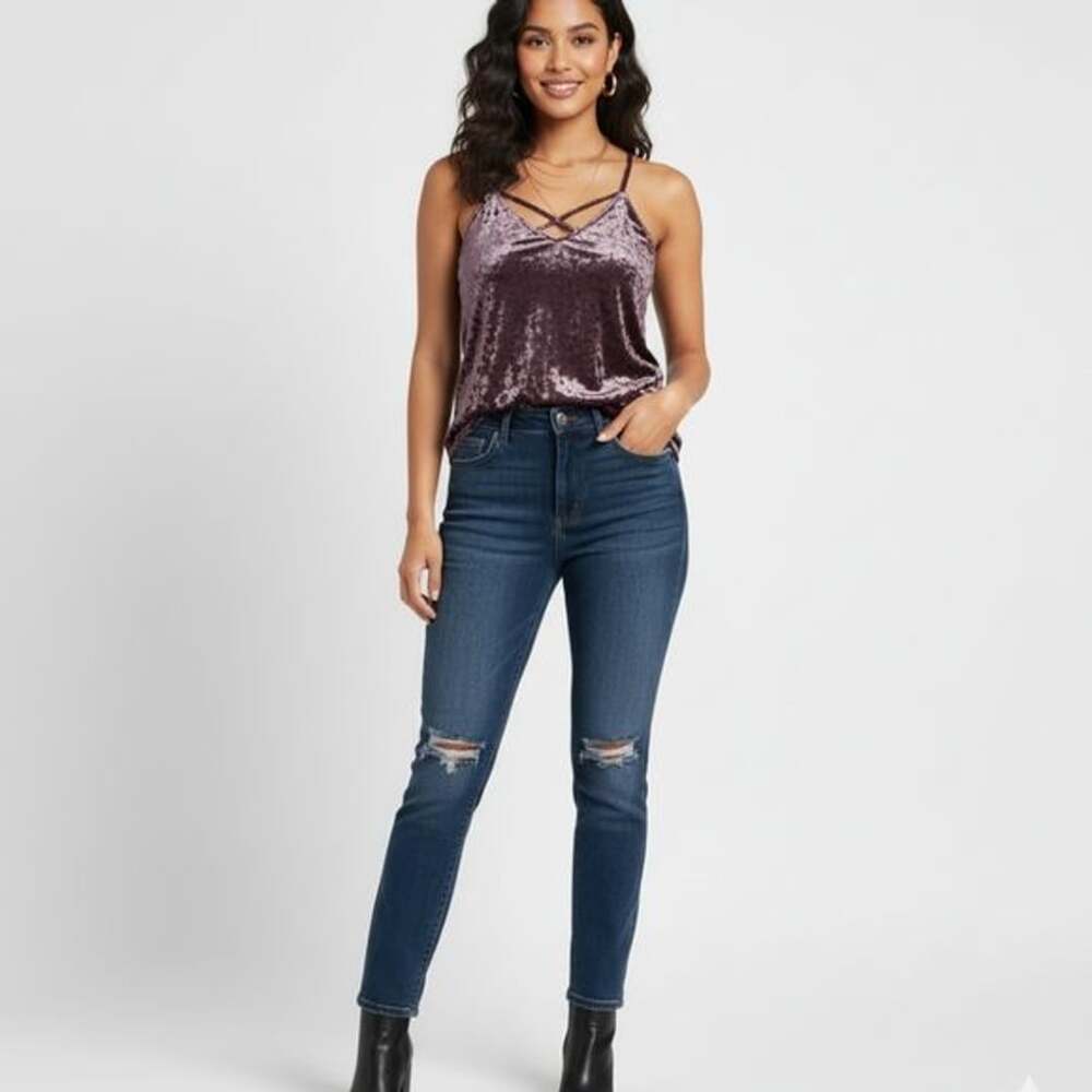 American Eagle purple crushed Velvet Top
